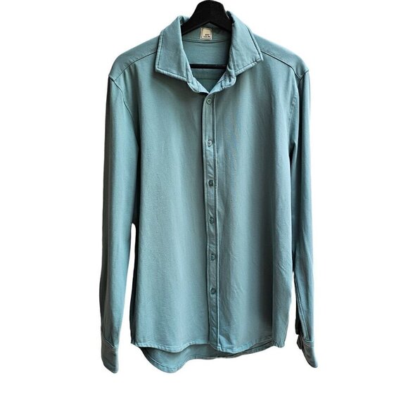 Swet Tailor Men's Light Blue Green Heavy Long Sleeve Button-Up Shirt Size Large - Picture 1 of 9